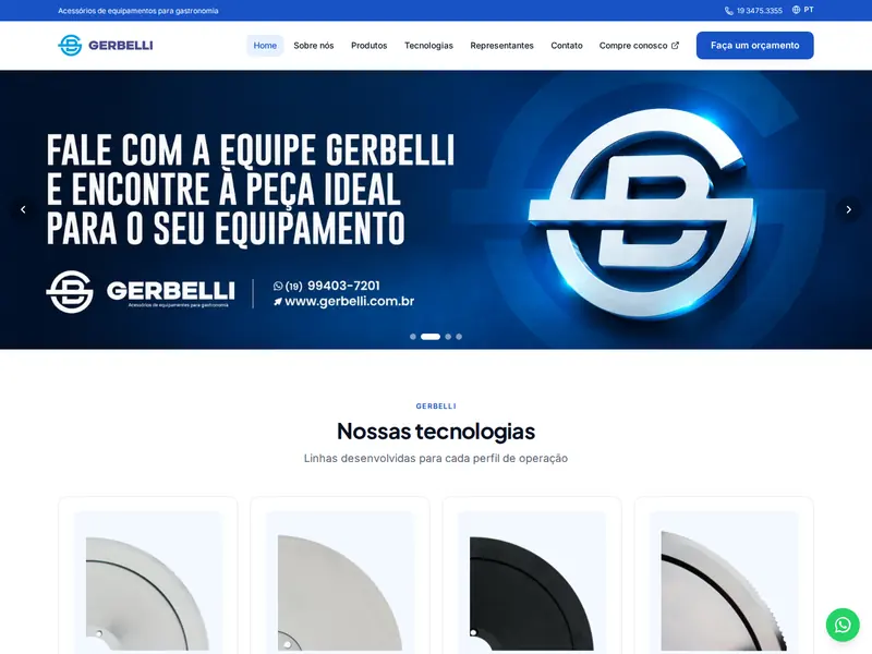 Site Gerbelli, desenvolvido pela TGT