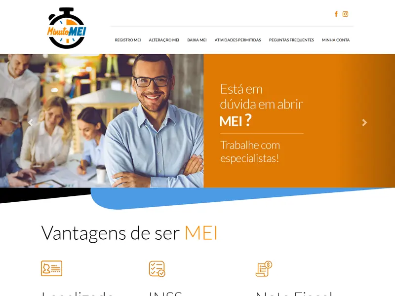 Site Minuto MEI Assessoria, desenvolvido pela TGT