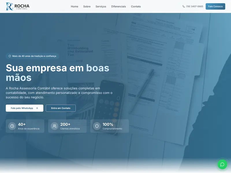 Site Rocha Assessoria Contábil, desenvolvido pela TGT